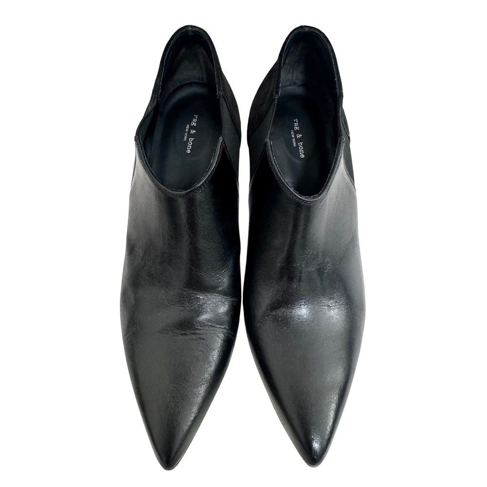 Rag & Bone beha chealsea‎ Boots sz 7 Black Leather Pointed Toe Stiletto